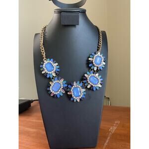 Susan Graver blue rhinestone statement necklace